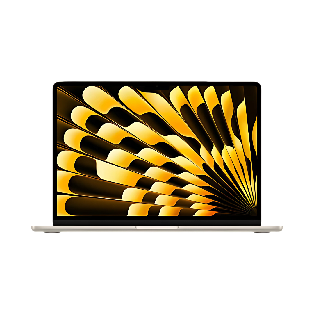 MacBook Air M3, yellow color, front view. MacBook Air M3, yellow color, front view.
